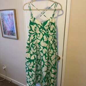 A New Day Green and Cream Midi Dress
